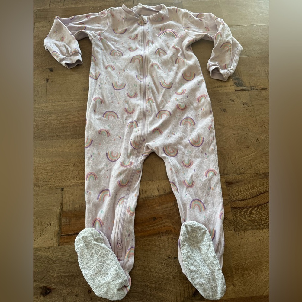 Pekkle lilac Rainbow Kids One Piece footies pyjama size 24 months
